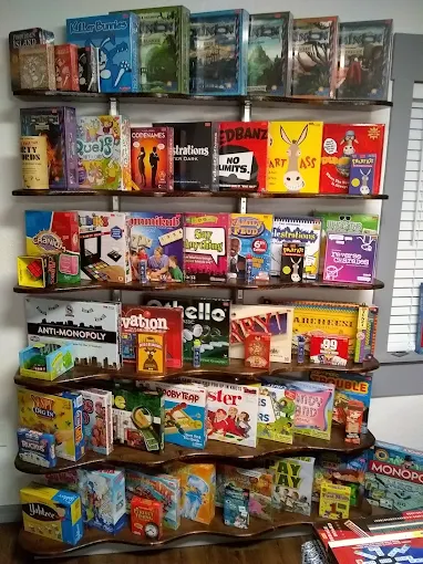 Shelves of board games